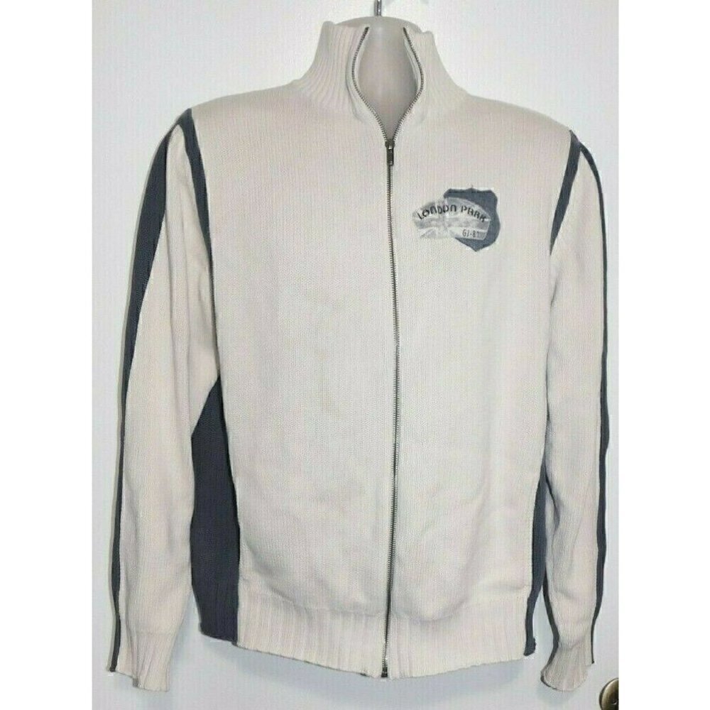 GUESS sweater, men's size XXL SIZE RUNS SMALL beige & gray cotton heavier weight